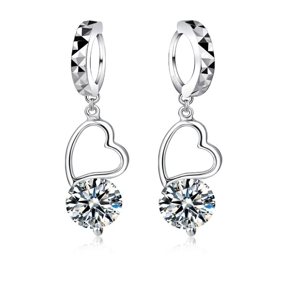 🌟925 Sterling Silver Heart Earrings & Necklace Set - Romantic Jewelry Gift - Picture 3 of 3